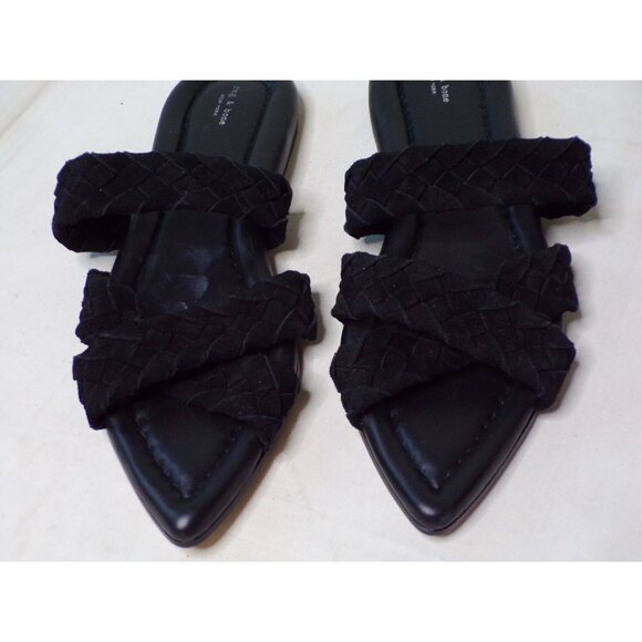 🆕 RAG & BONE Lewis Pointed Toe Woven Leather Slide Sandal Shoes 10.5 Black - Picture 6 of 10